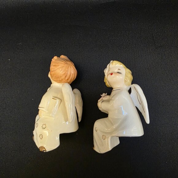 Vintage Kissing Angels on Bench Commodore Japan Porcelain Shelf Sitters - Picture 6 of 8